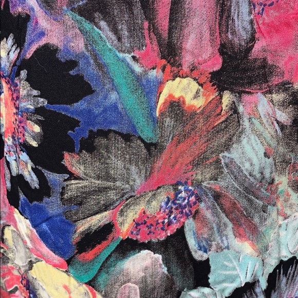 🌼Vintage Multicolor Marble Floral Ruffle Side Tie Pencil Dress - Picture 10 of 12